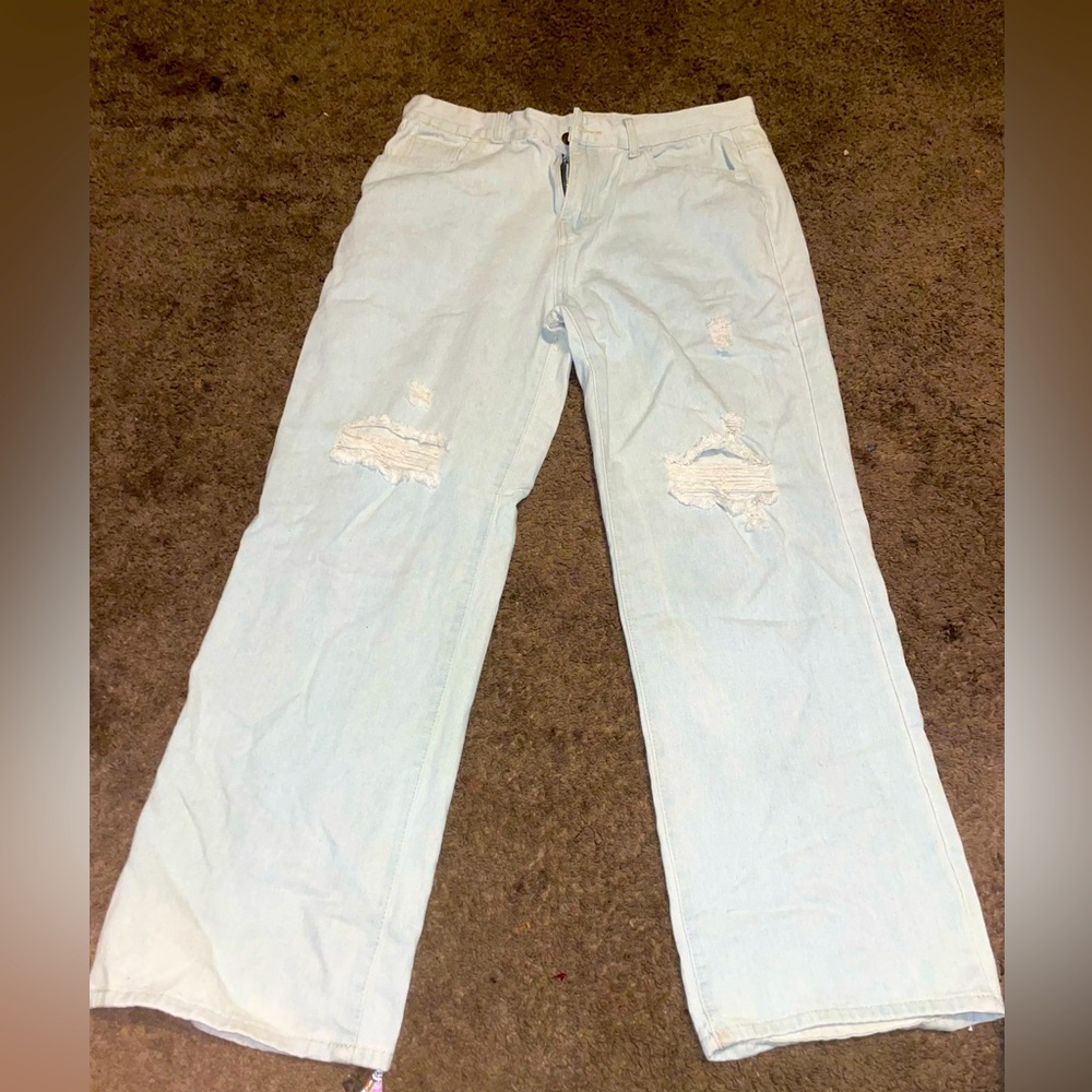 Bleached and distressed Blue jeans